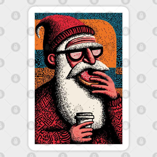 Cool Hipster Santa | A Modern Christmas Vibe Magnet by TuncGK